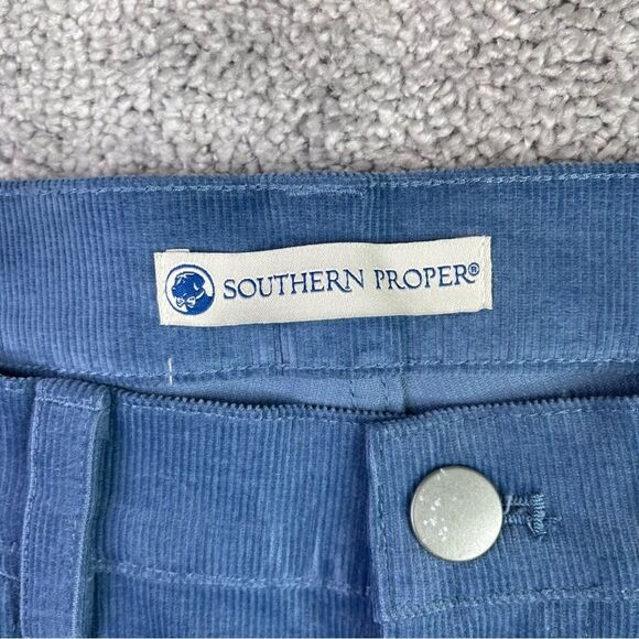 Southern Proper Pants Men’s 30X30.5 Blue Slim Straight Micro Corduroy Preppy - Picture 3 of 12